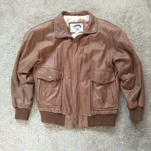 Fox Run Medium Brown Leather Jacket w/ Satin Lining